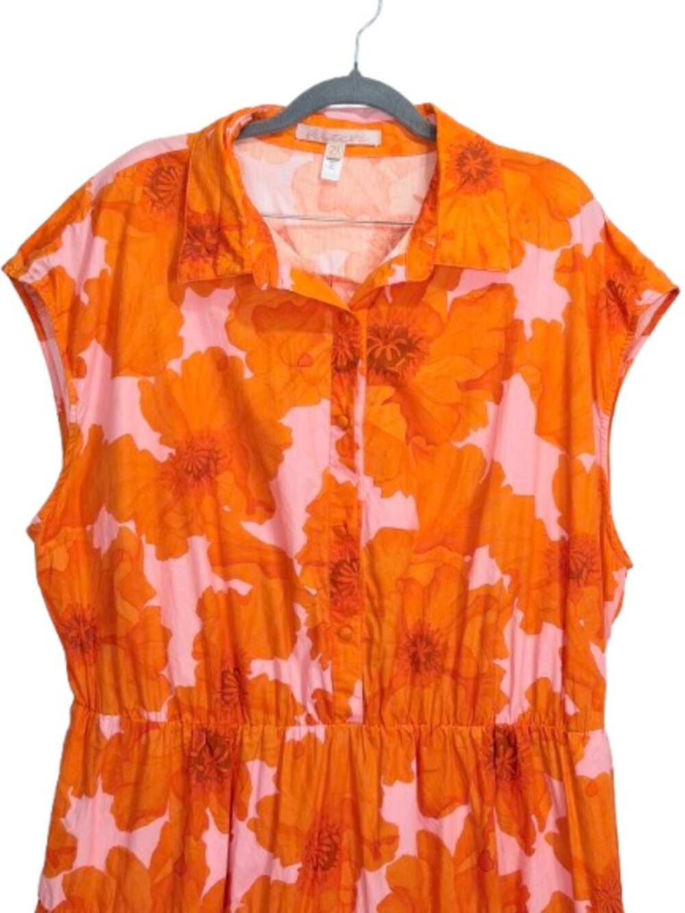 Anthropologie Hutch Short-Sleeve Mini Shirt Dress Orange Floral Sz 2X Worn Once - Picture 5 of 11